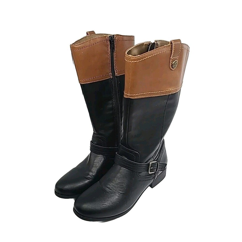 Nine West Emiliah Black Brown Zipper Boots Size 5 M